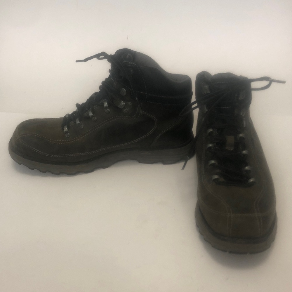 Caterpillar 9 Boots Grey Black Leather Lace-up Excellent Condition